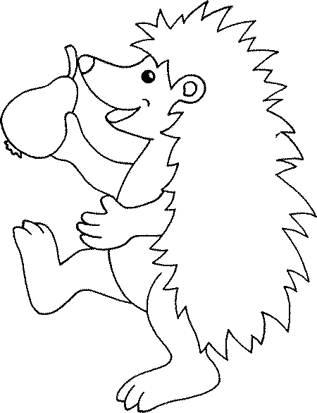 Coloring book hedgehog with pear
